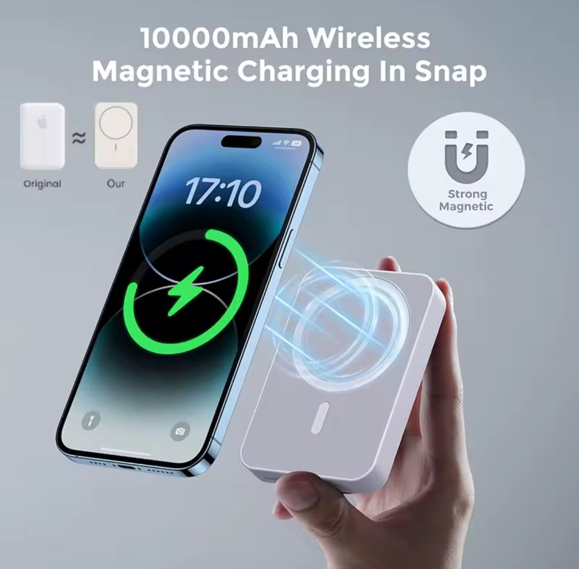 Batterie externe magnétique sans fil 15W – Fixez et chargez partout