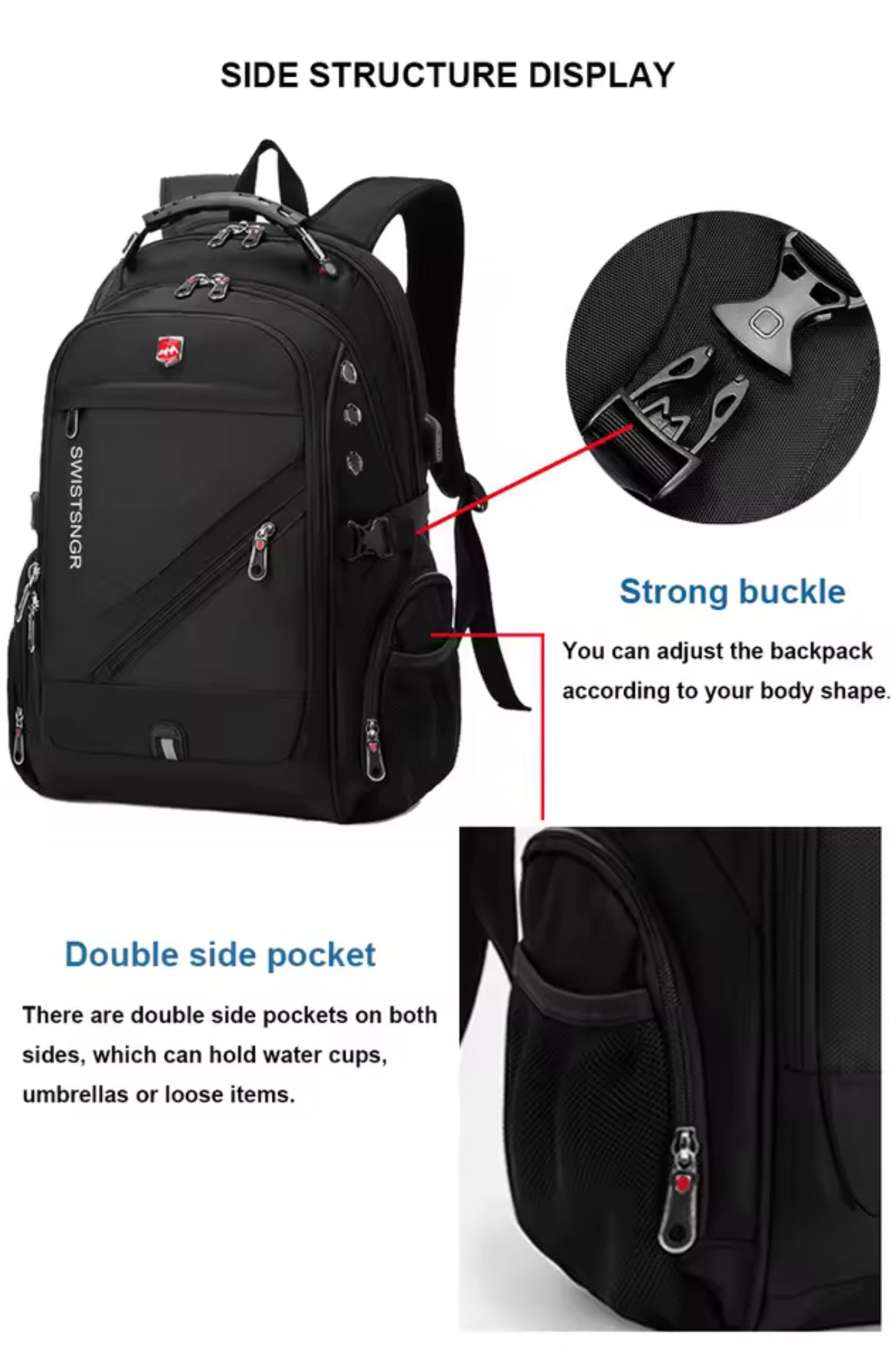 SafeCarry™ Anti-Theft Travel Backpack – Waterproof, USB Charging, 17” Laptop Ready