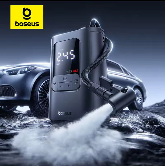 SafeCarry™ Gonfleur de pneus intelligent – Compresseur d’air voiture prêt à l’emploi avec affichage numérique