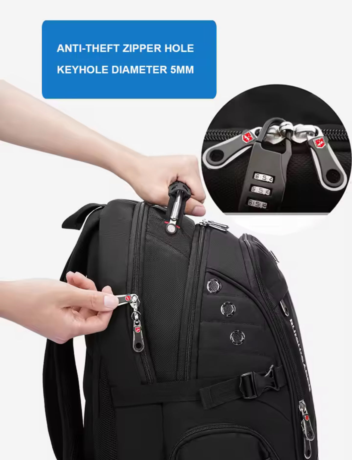 SafeCarry™ Anti-Theft Travel Backpack – Waterproof, USB Charging, 17” Laptop Ready