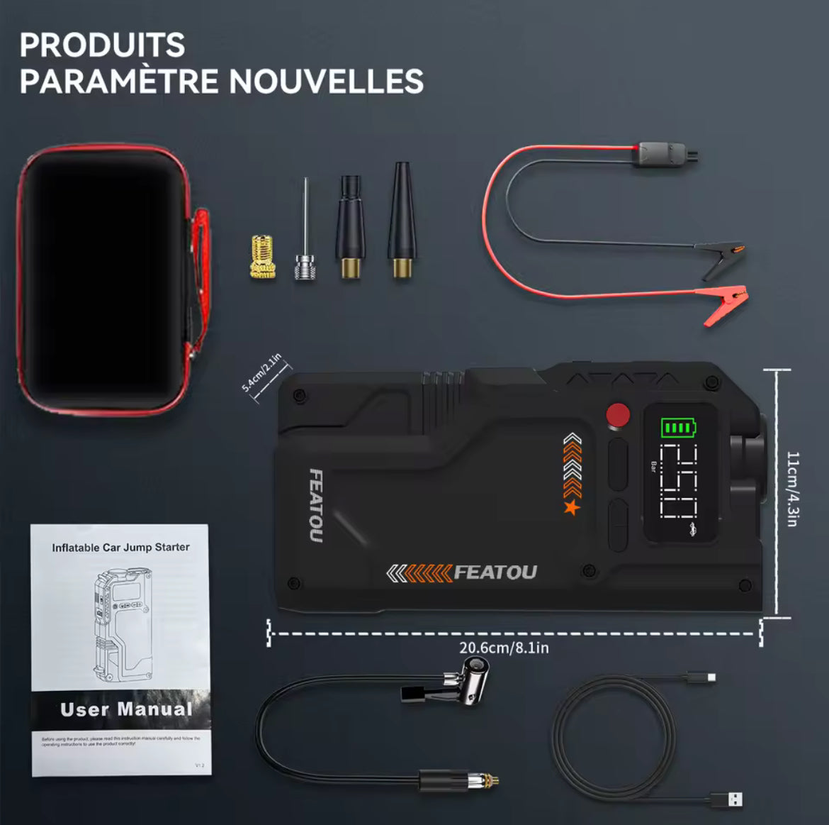 SafeCarry™ 6000A Pro Démarreur de secours & compresseur d’air – Booster de batterie portable avec protection intelligente