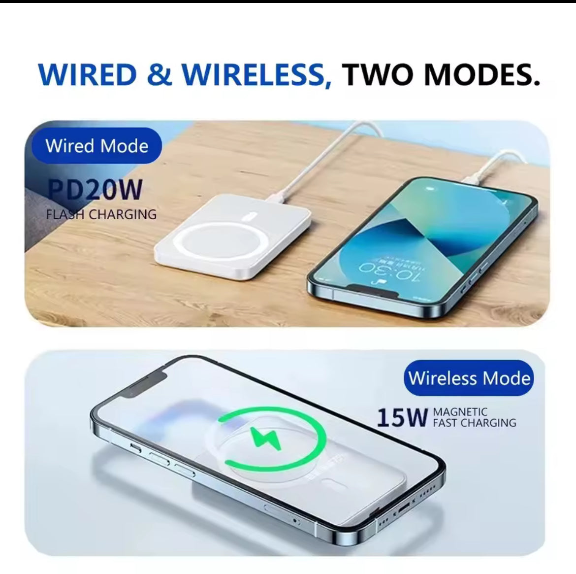 Batterie externe magnétique sans fil 15W – Fixez et chargez partout